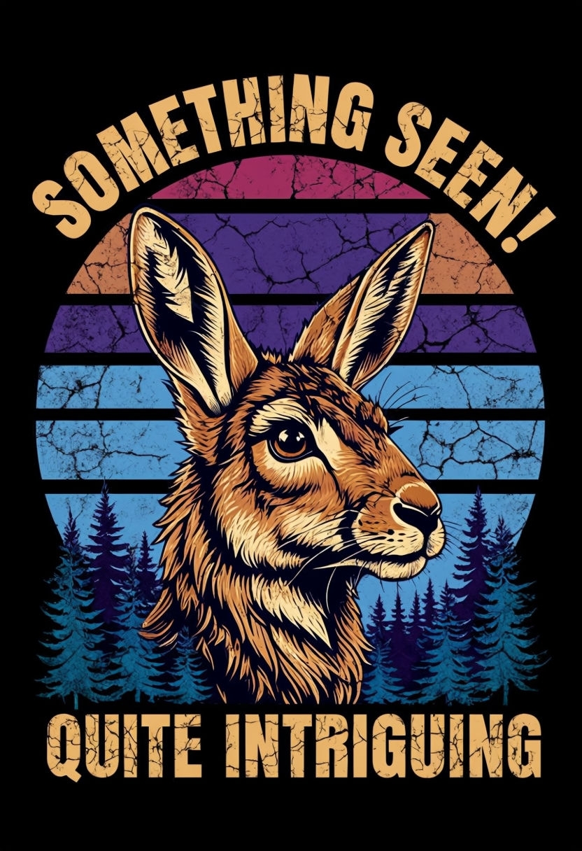 Vintage Jackalope Curiosity Poster Design with Bold Typography