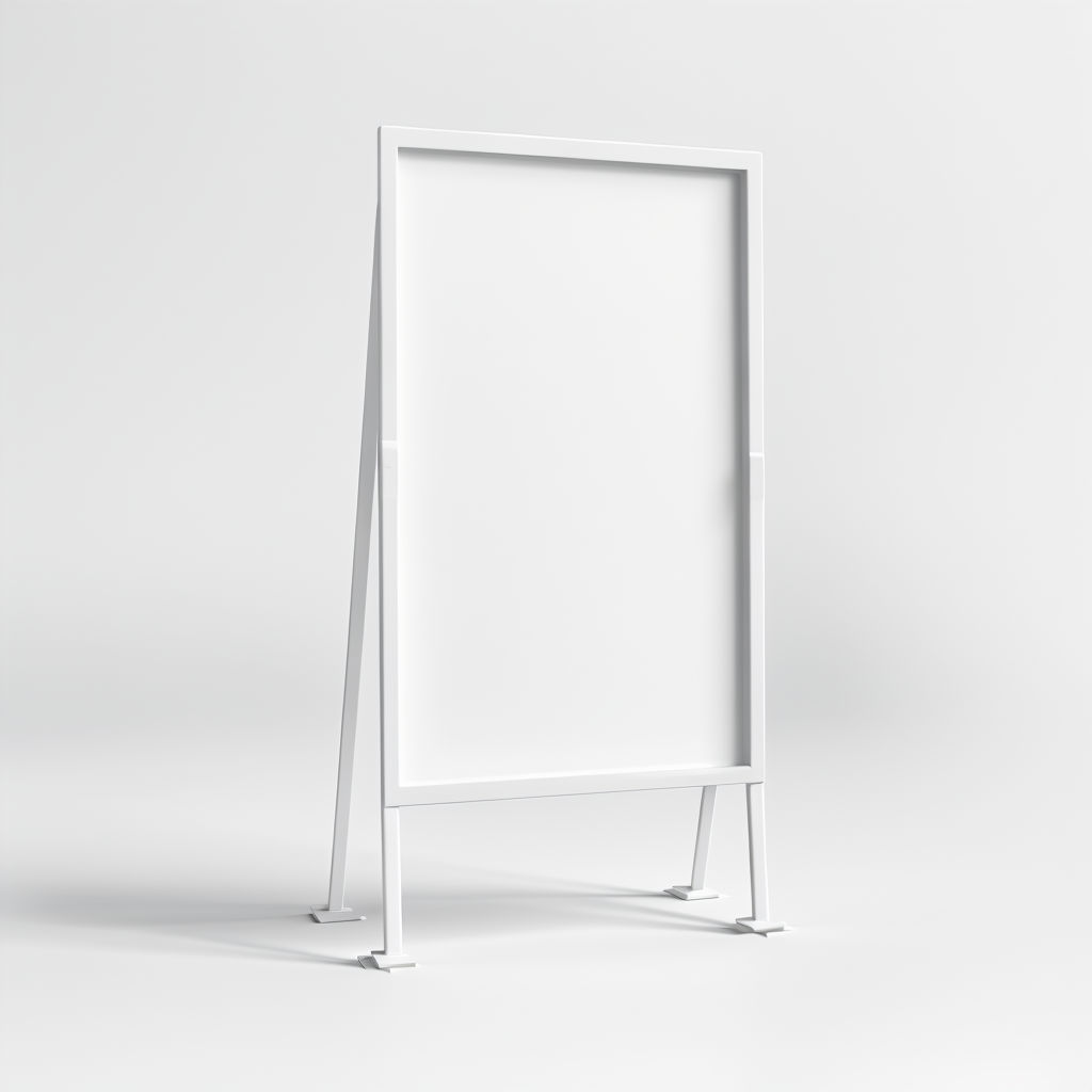 Minimalist White Sign Stand Display Product Image Art