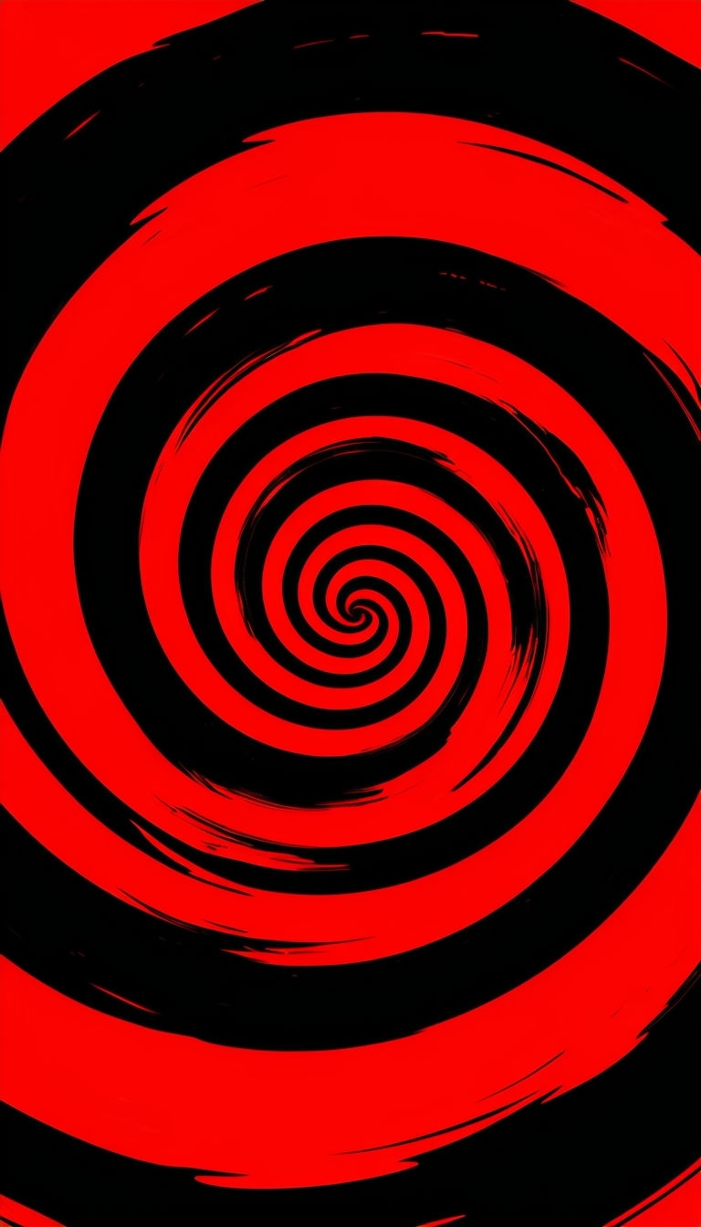 Vivid Red and Black Hypnotic Spiral Abstract Mobile Wallpaper