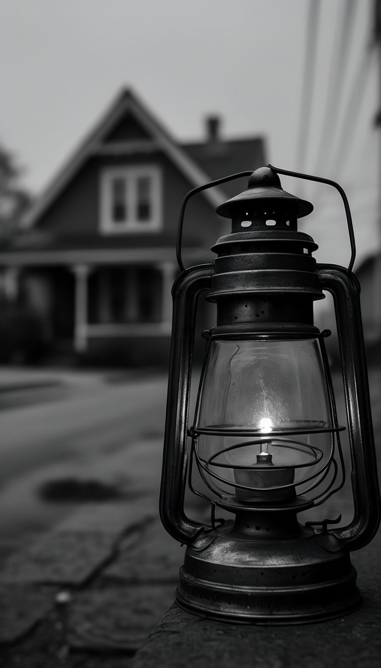 Vintage Black and White Lantern Photograph for Atmospheric Mobile Wallpaper
