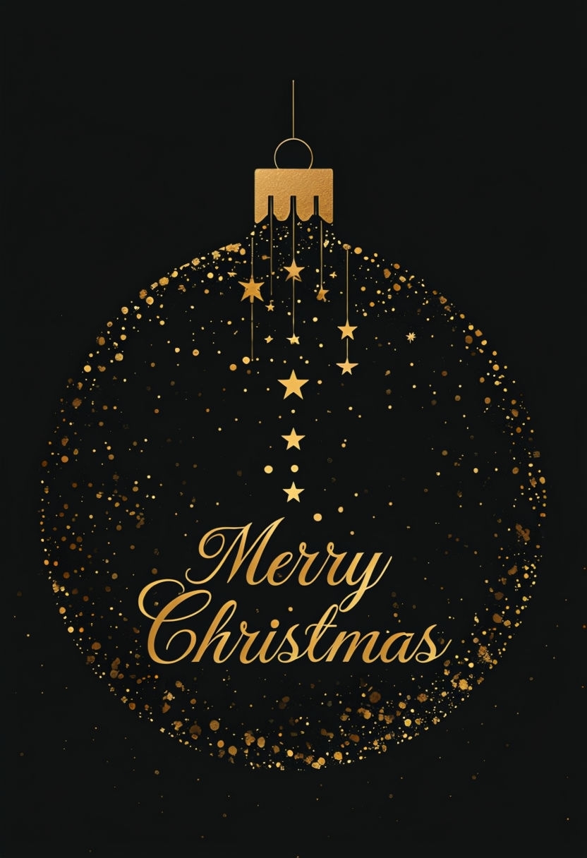 Elegant Gold Christmas Ornament Greeting Card Design