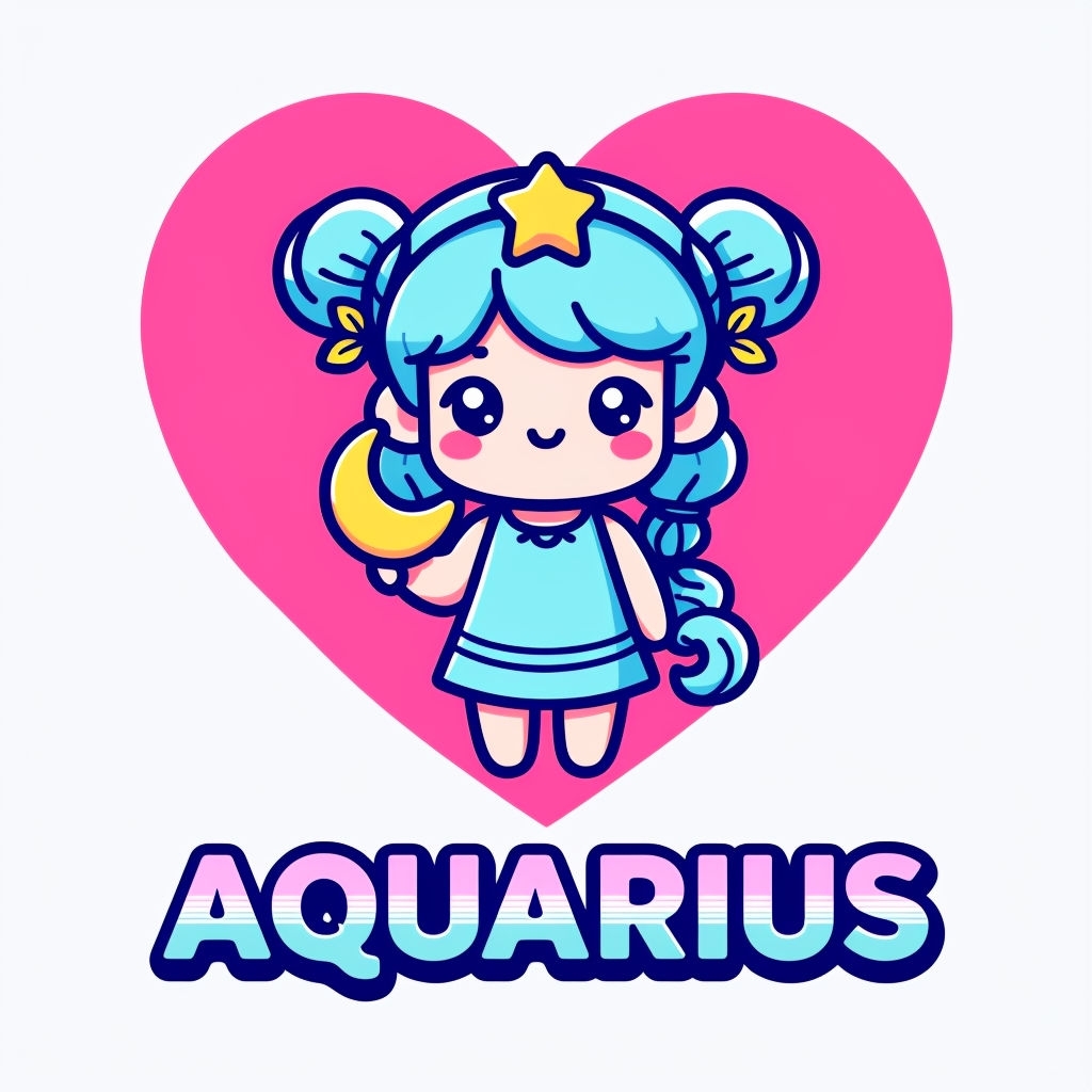 Cute Kawaii Aquarius Cartoon Character with Heart Mug