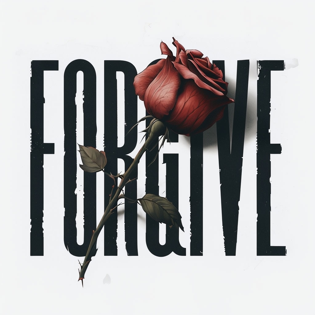 Impactful Forgive Text with Realistic Rose Design T-Shirt