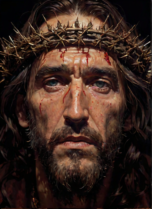 Very nice and beautiful facial art of Jesus with bleeding cr... by ...