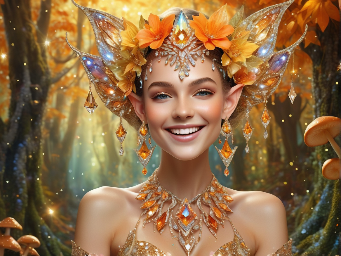 Elf lady with a radiant smile and pointed ears by Deborah Bailey - Playground