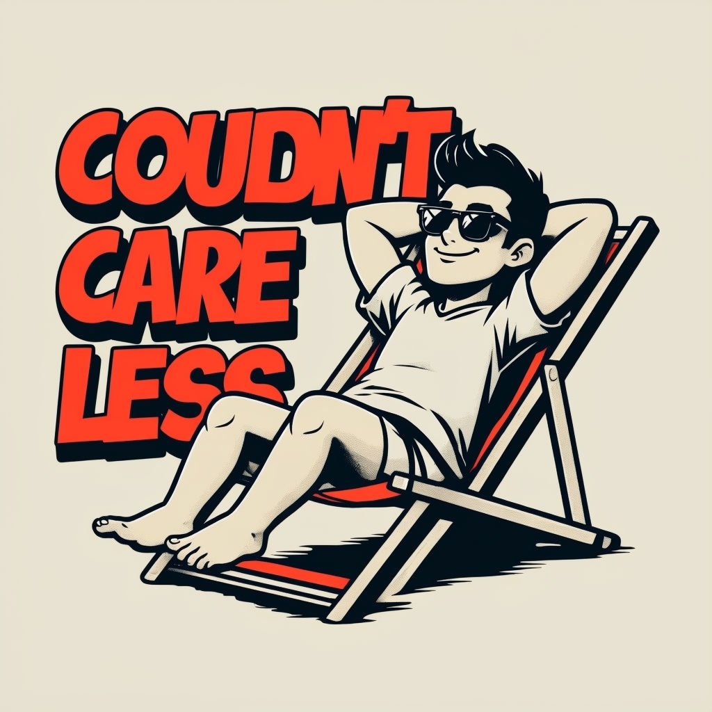 Relaxed Male Character on Beach Chair Couldn't Care Less T-Shirt