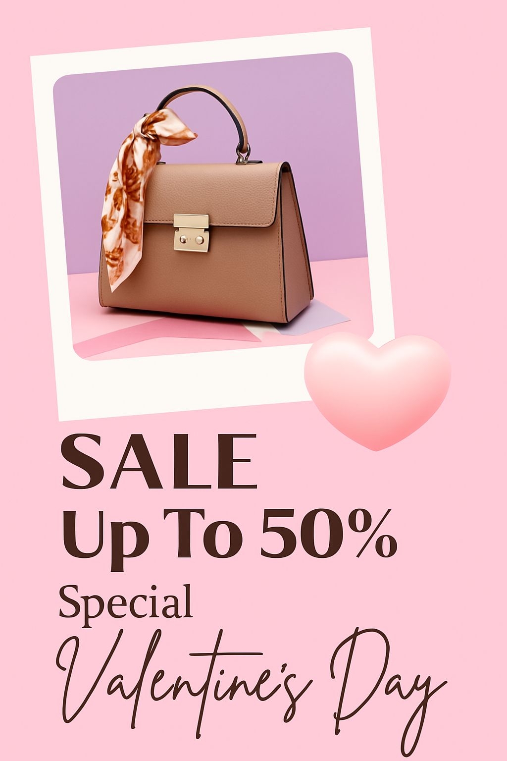 Elegant Valentine's Day Handbag Sale Promotion Flyer