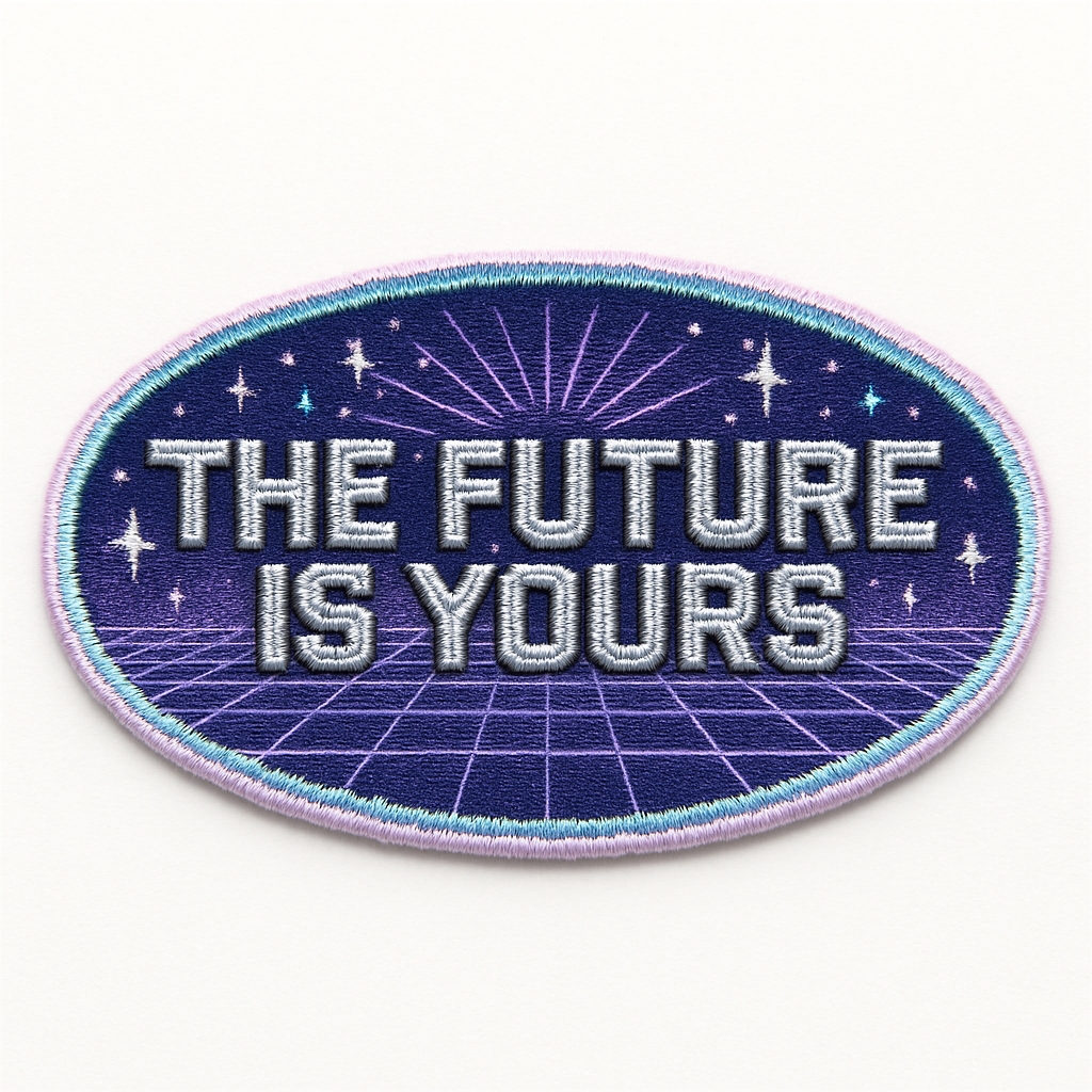 Retro-Futuristic 'The Future Is Yours' Embroidered Hat Patch