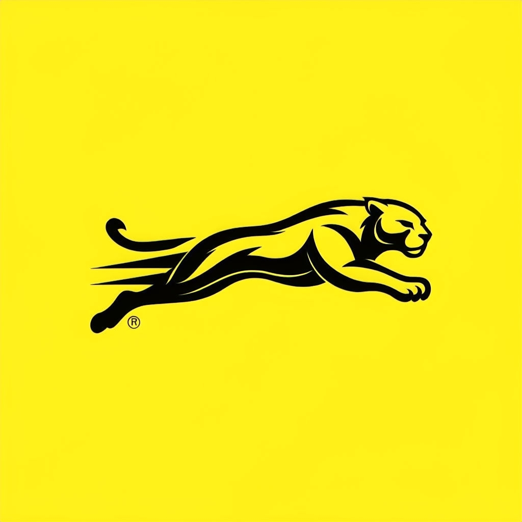 Dynamic Black Running Animal Logo on Bright Yellow Background