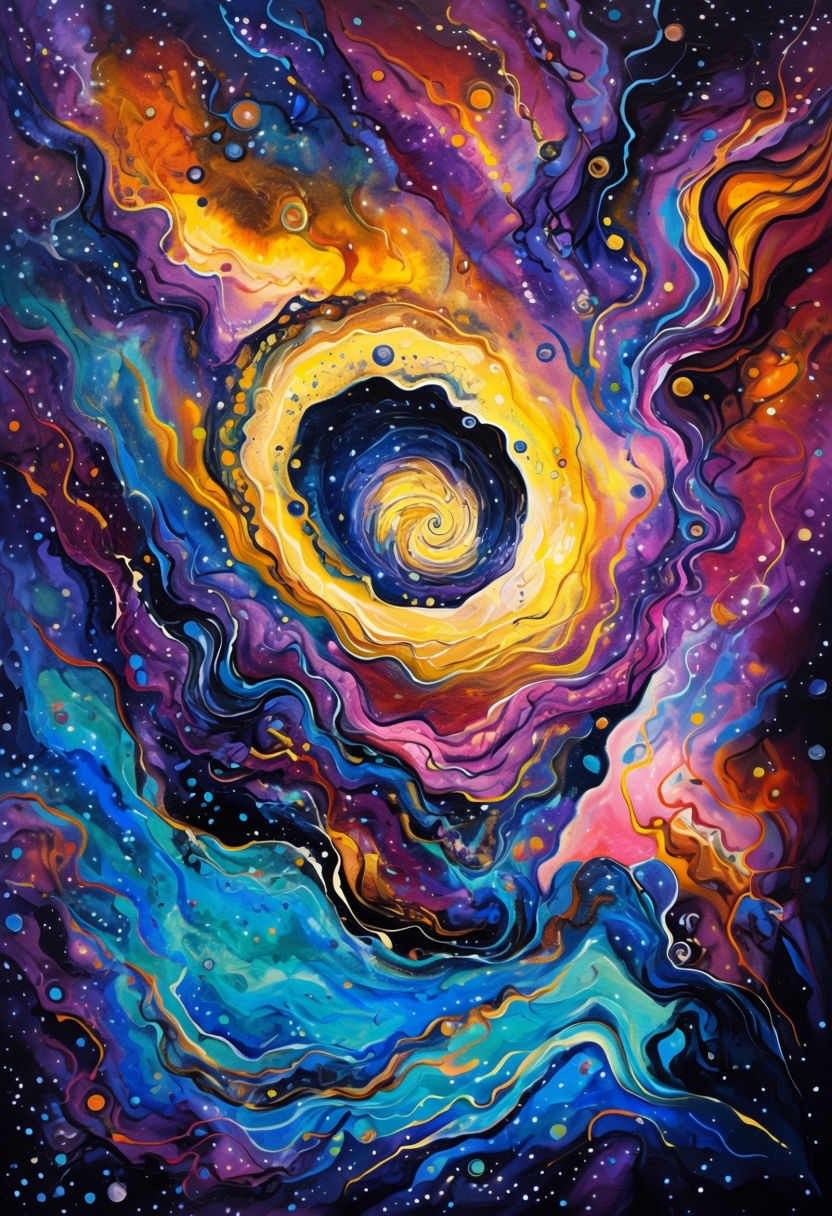 Vibrant Abstract Cosmic Nebula Painting Art