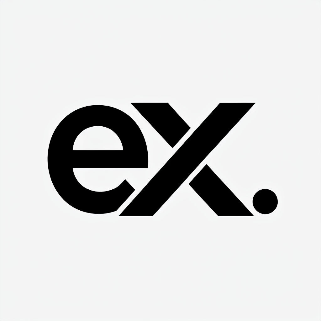 Minimalist Black Bold 'ex' Logo Design on White Background Logo