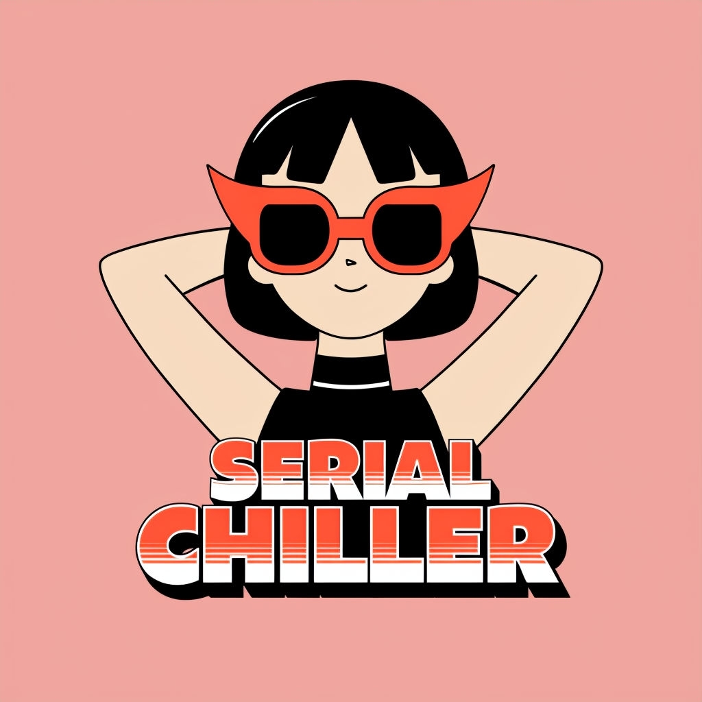 Playful Cartoon Character with 'Serial Chiller' Text T-Shirt