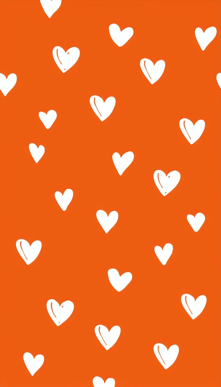 Vibrant Orange Heart Pattern Minimalist Phone Case Cover