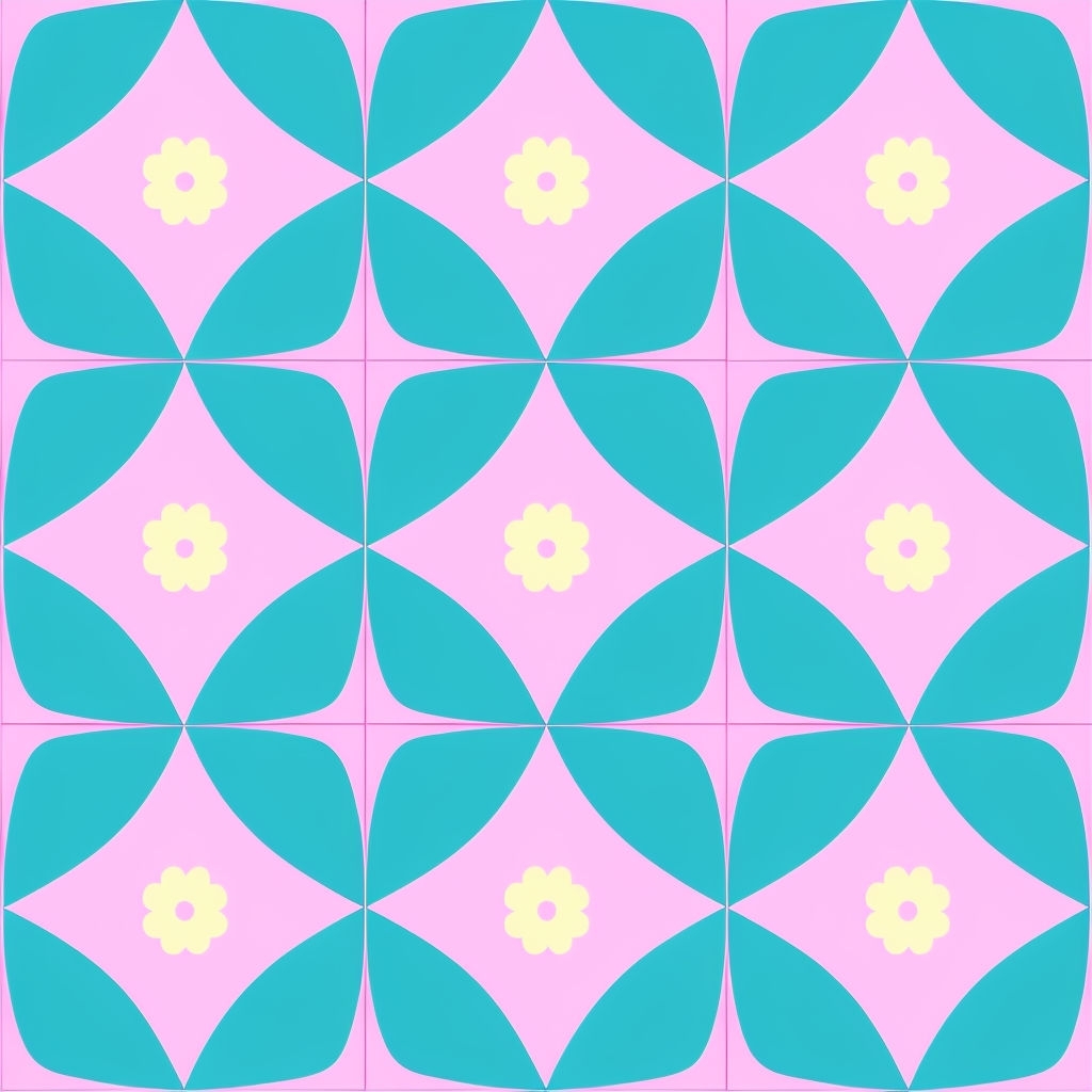 Vibrant Geometric 3x3 Pattern with Flower Designs Sticker