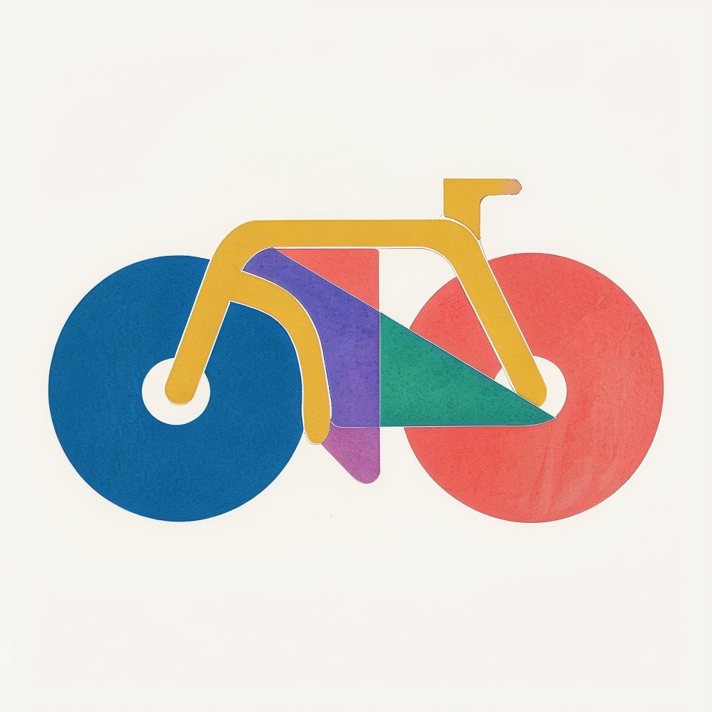 Colorful Minimalist Bicycle Abstract Graphic T-Shirt