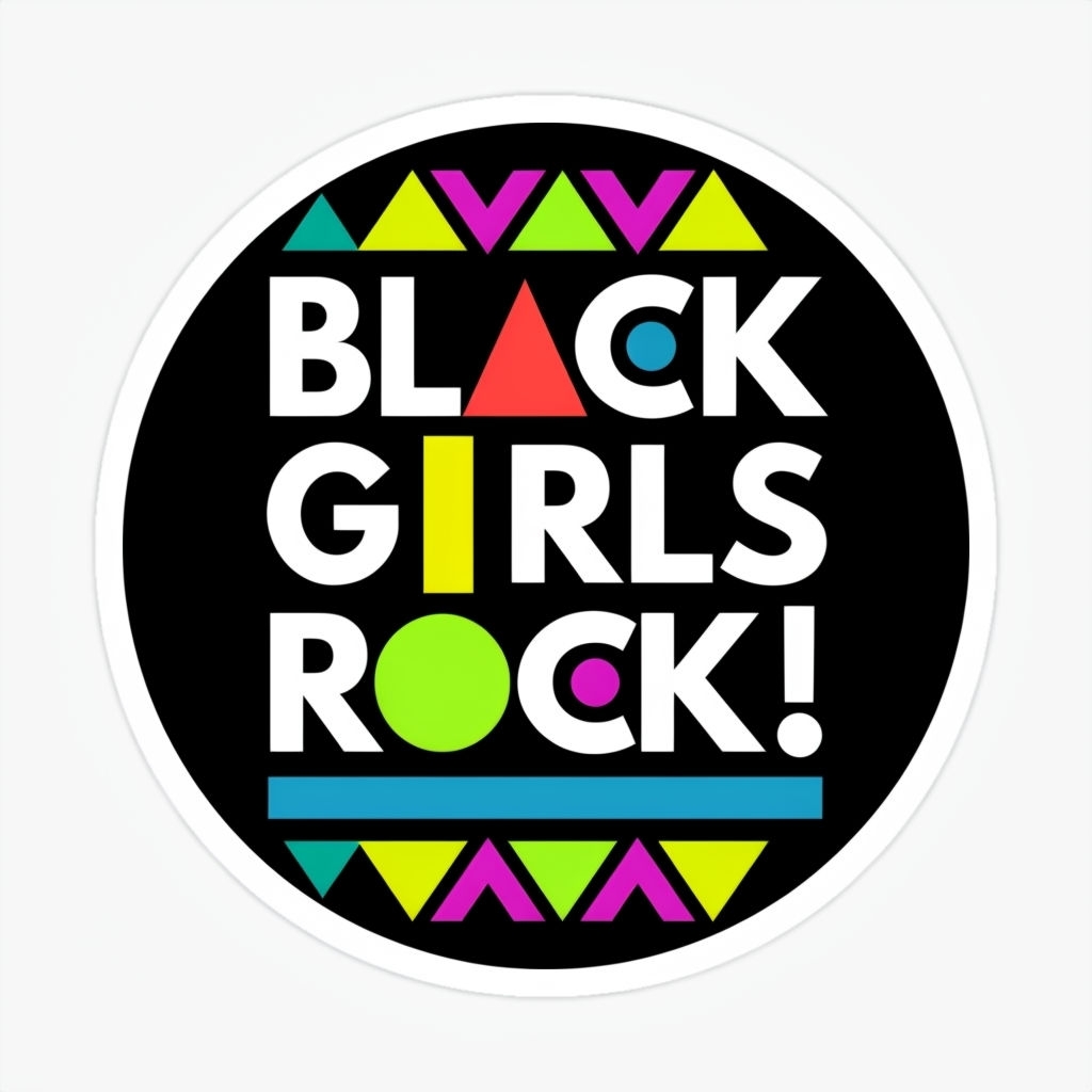 Colorful Black Girls Rock Bold Typography Sticker Design