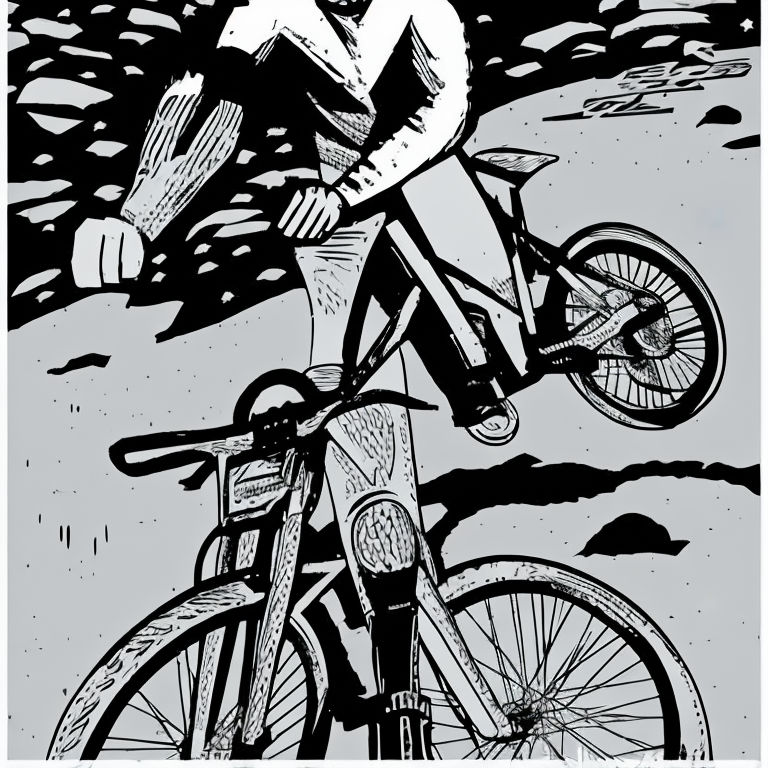 Cross bike rider doing wheal up poster style comics black an... by ...