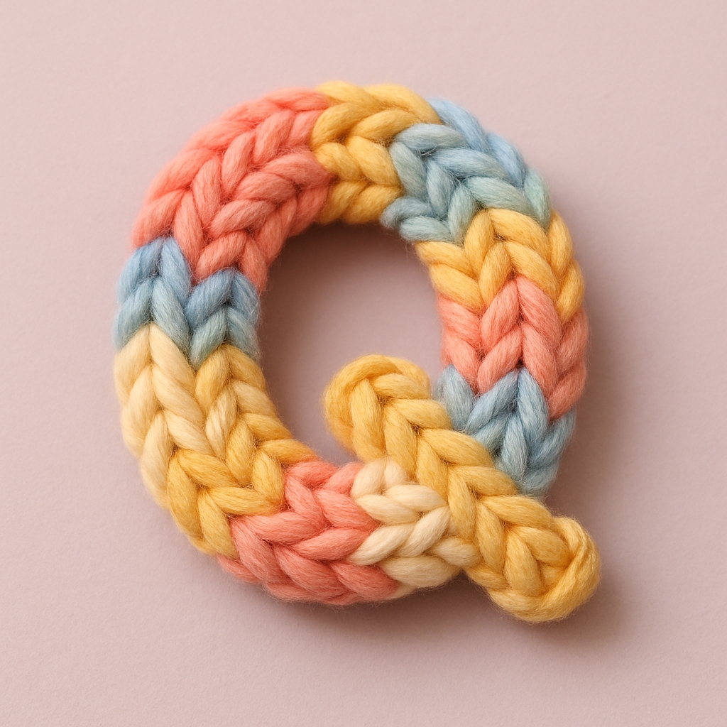 Vibrant Braided Yarn Letter Q on Pink Background Monogram