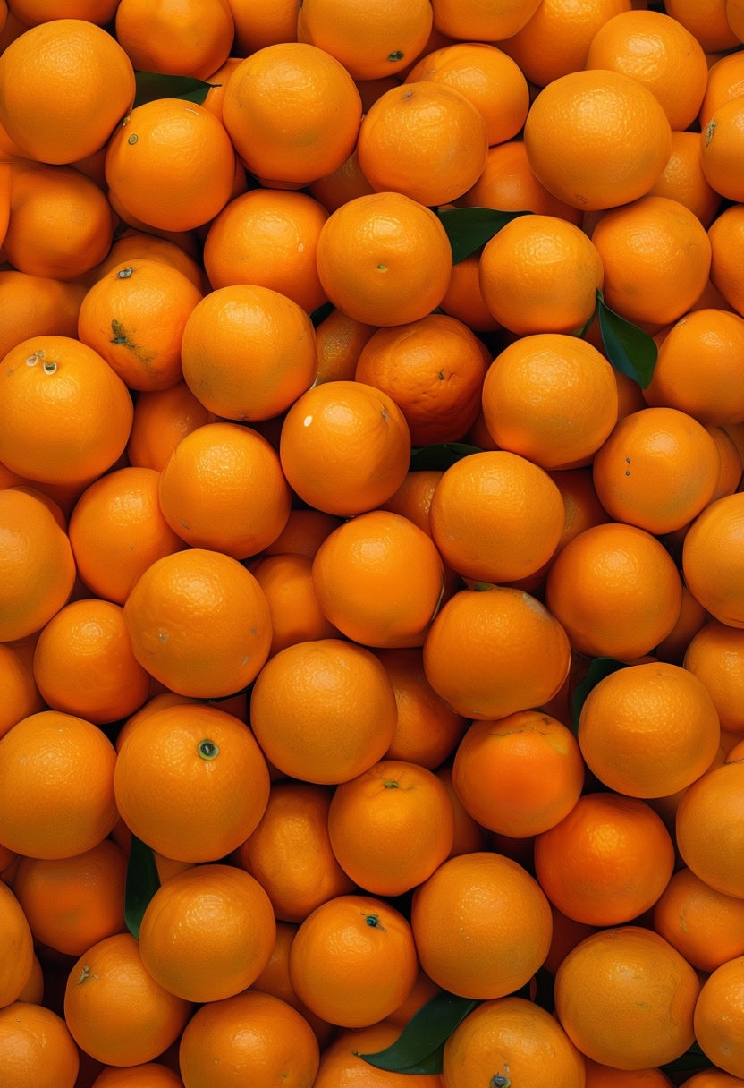 Vibrant Close-Up of Fresh Oranges with Green Leaves Art