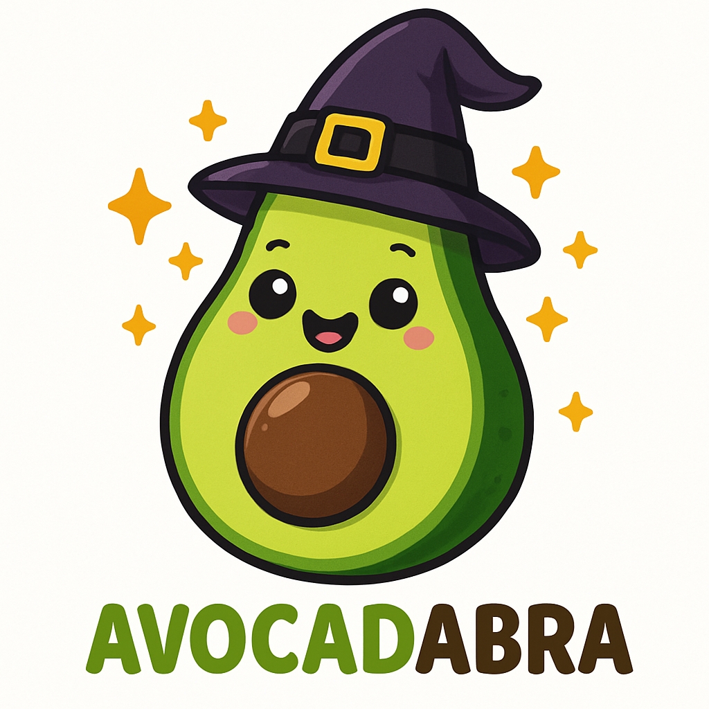 Cheerful Avocado Character with Witch Hat Illustration Sticker