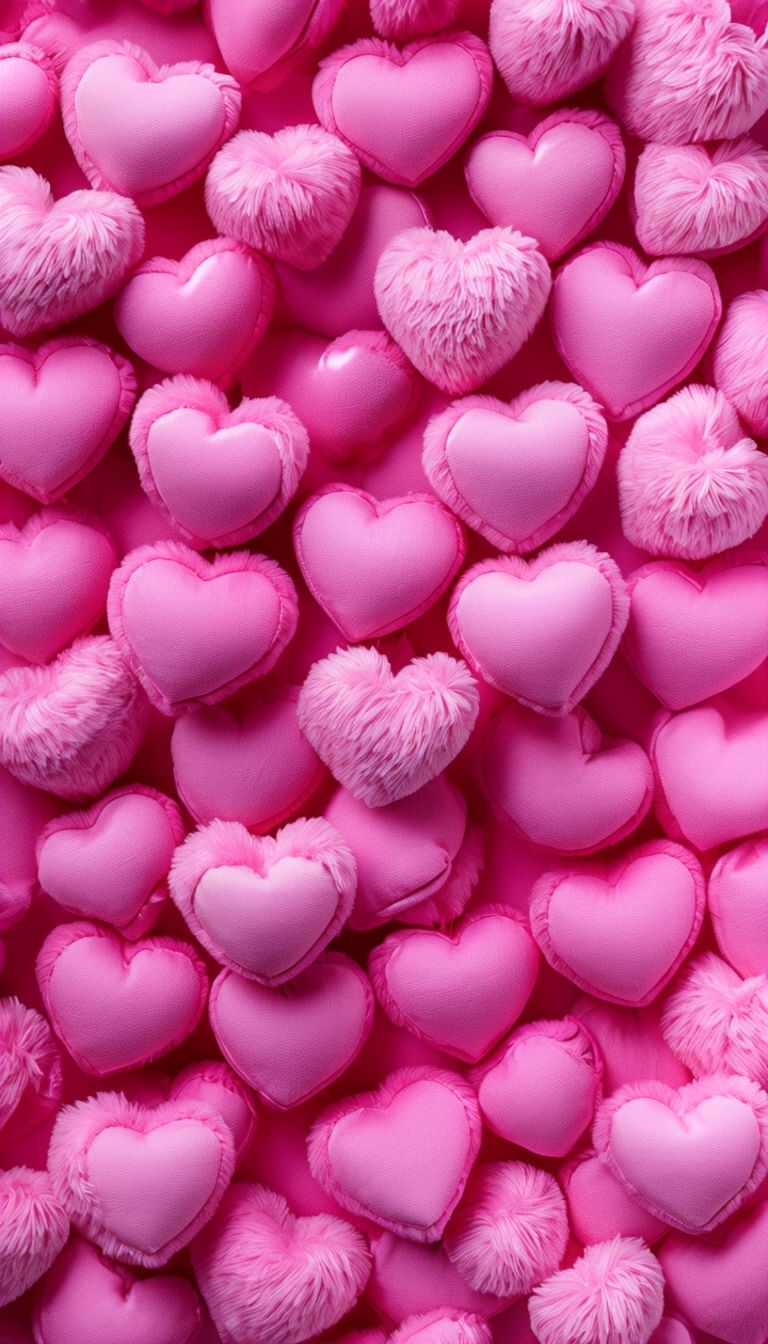 Vibrant Pink Heart-Shaped Plush Toy Pattern Phone Case Cover