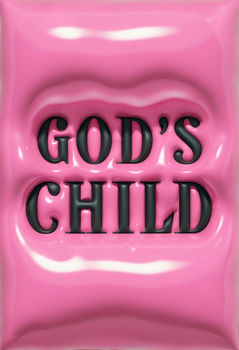 God's Child Bold Text on Glossy Pink Background Wallpaper