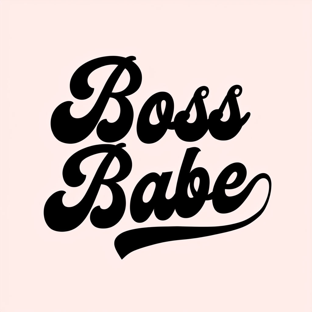 Soft Black Cursive 'Boss Babe' Text Illustration Mug