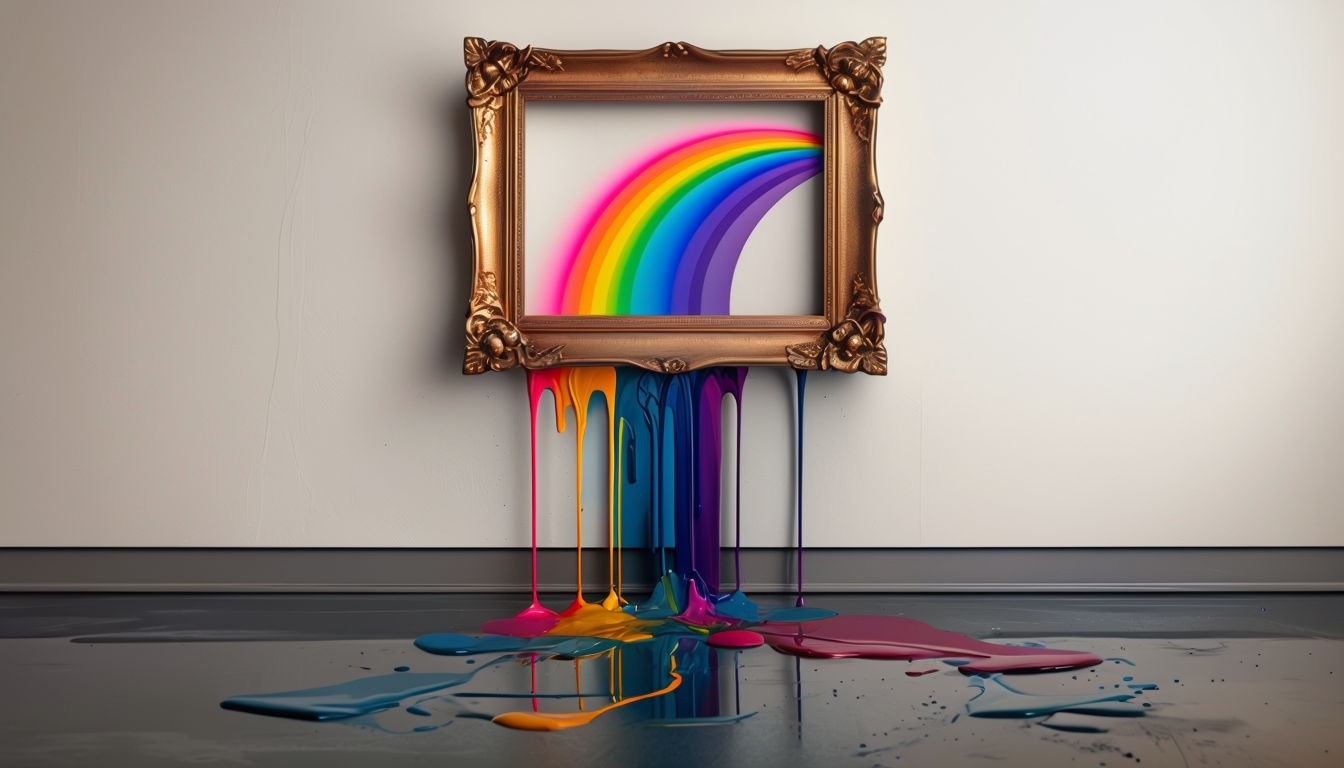 Ornate Golden Frame with Rainbow Gradient Virtual Background