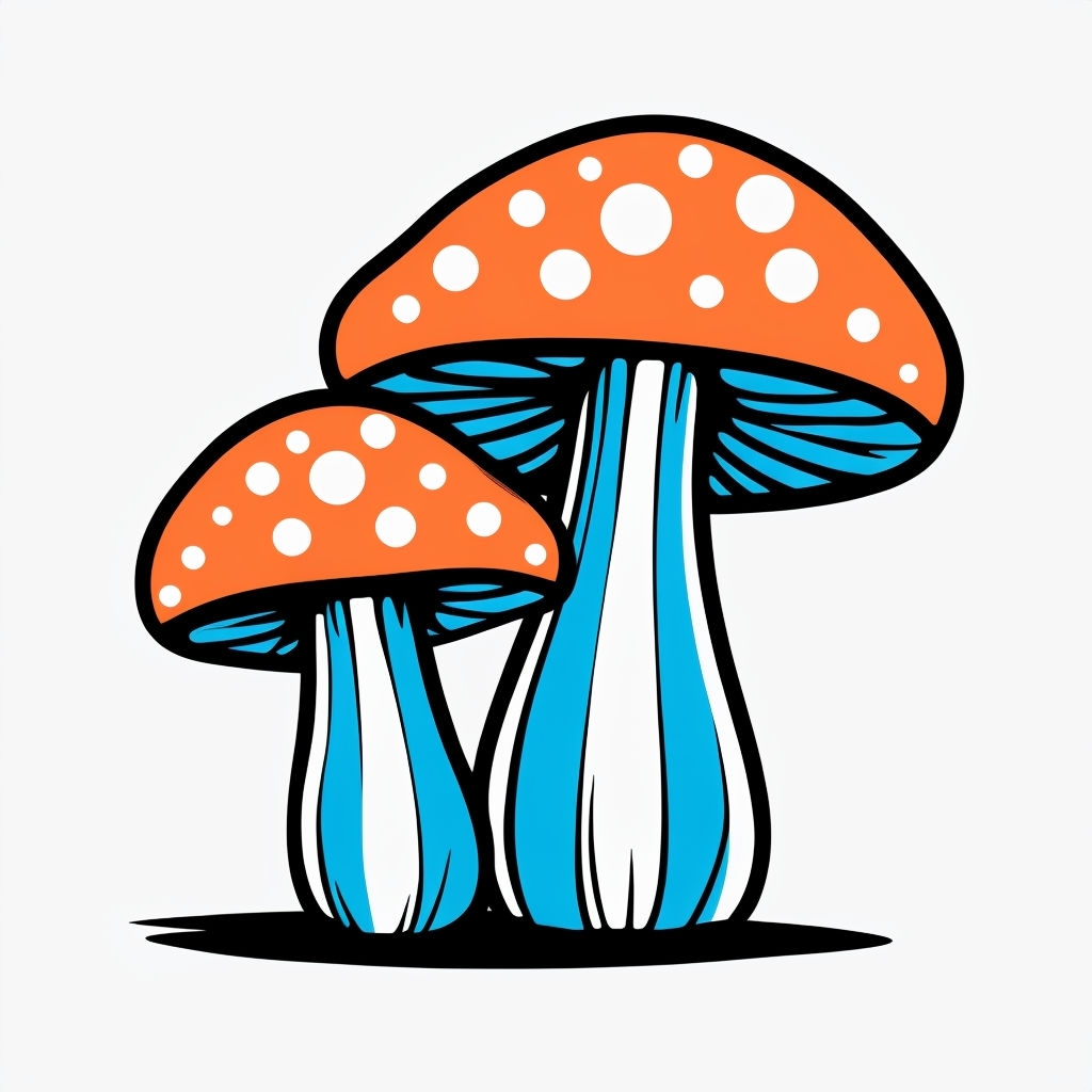 Playful Cartoon Mushrooms Illustration Sticker