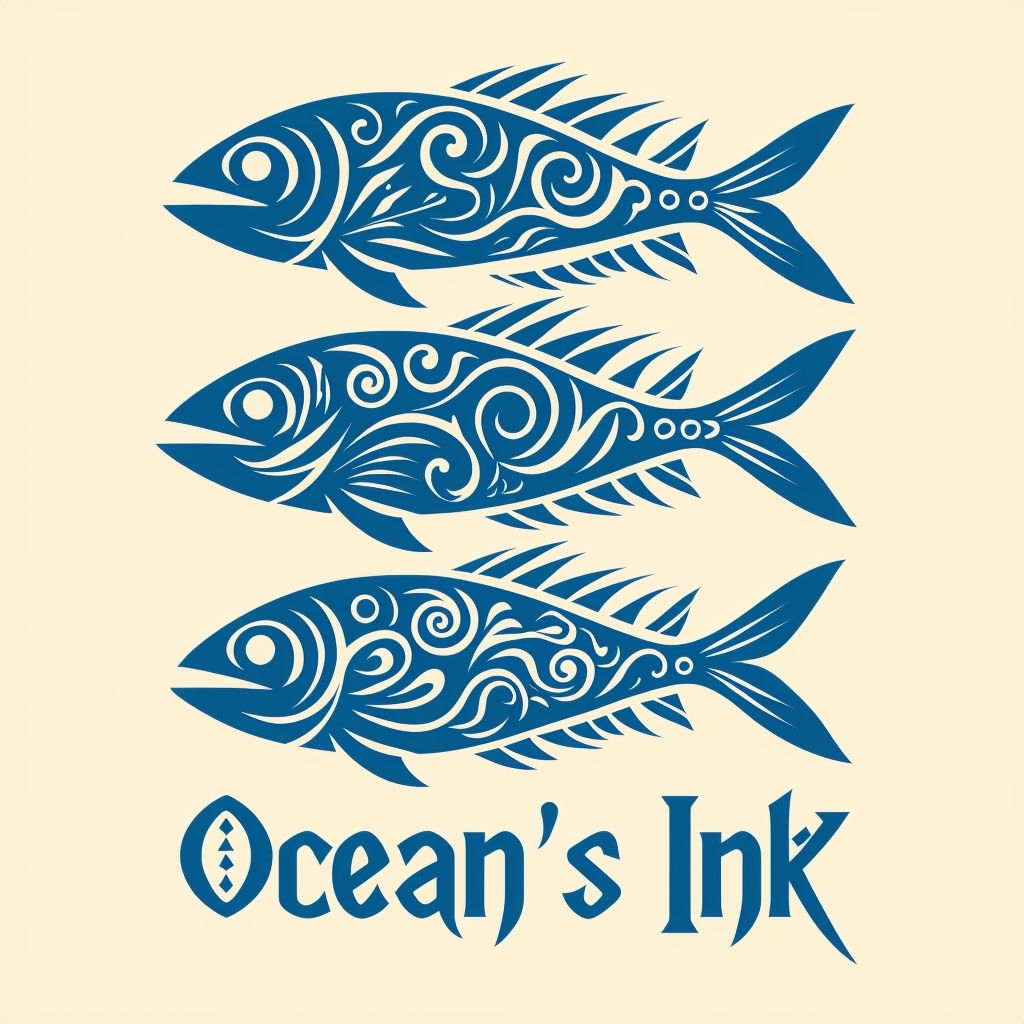 Tribal Ocean Fish Designs with Custom Ocean's Ink T-Shirt