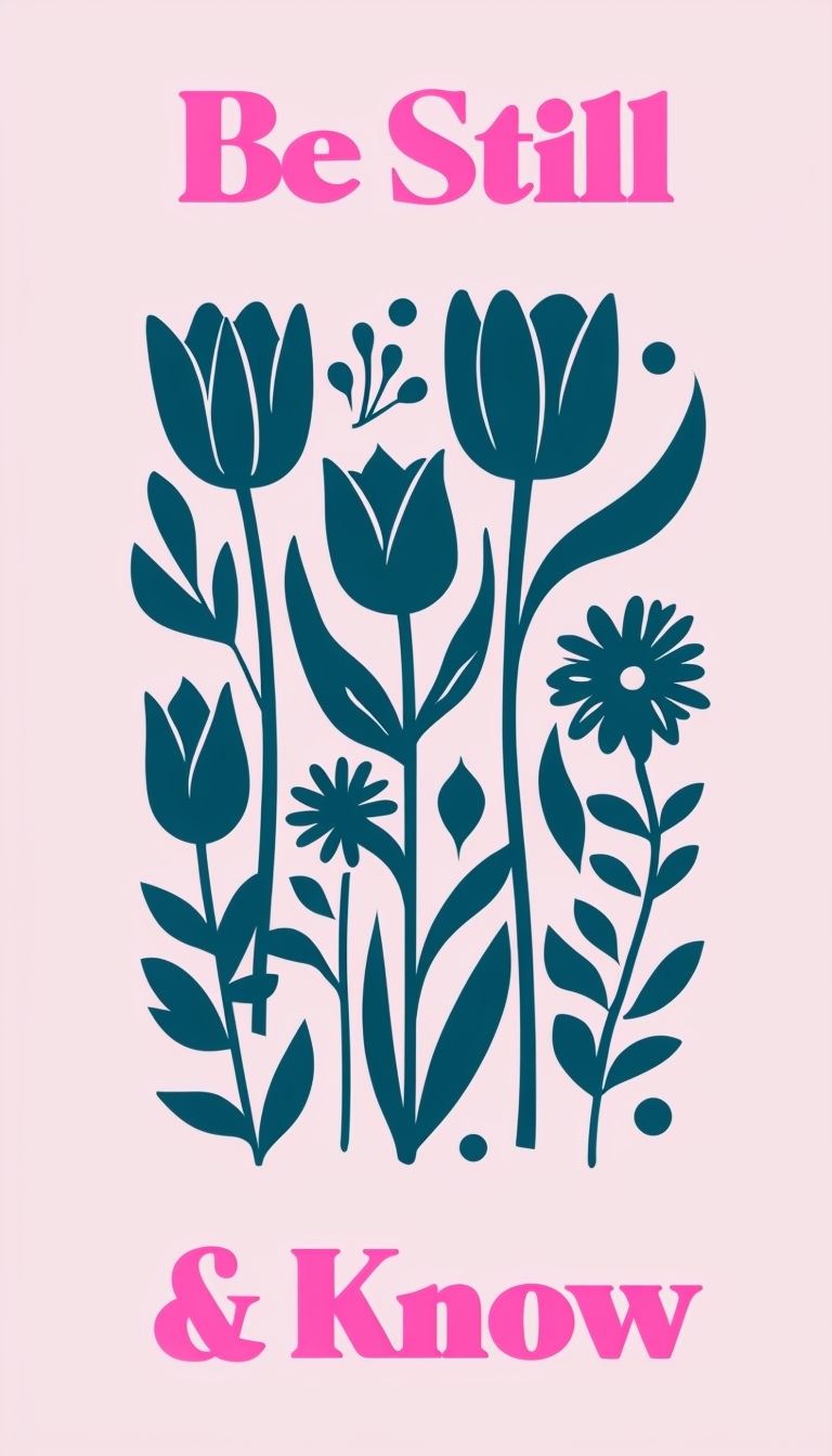 Be Still and Know Floral Design with Cheerful Mood Poster
