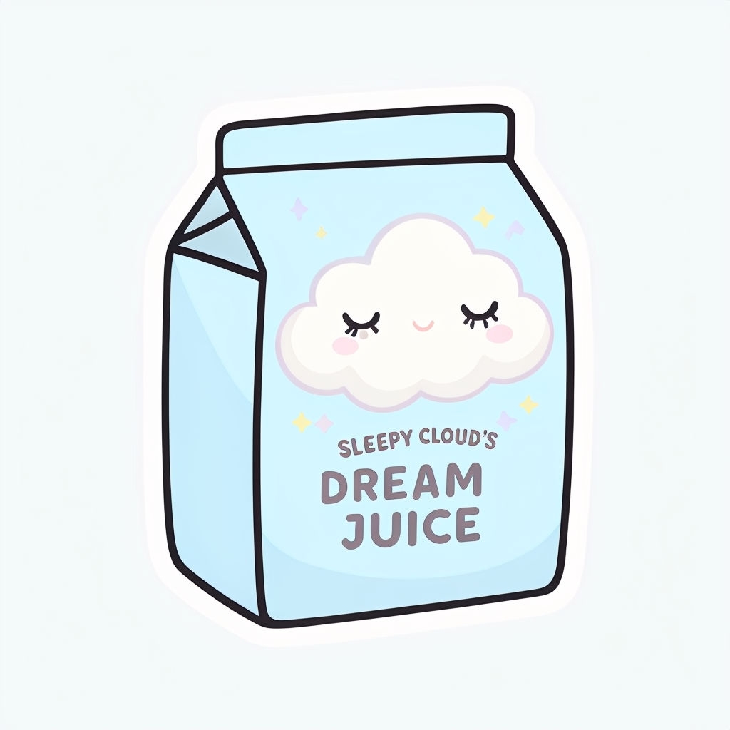 Sleepy Cloud Dream Juice Cute Milk Carton Sticker