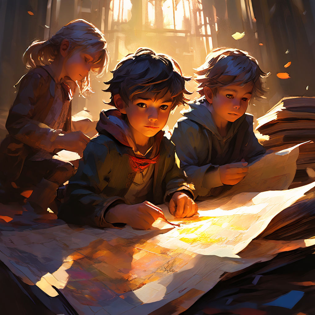 Kids unearth an ancient treasure map nestled amidst a hoard by