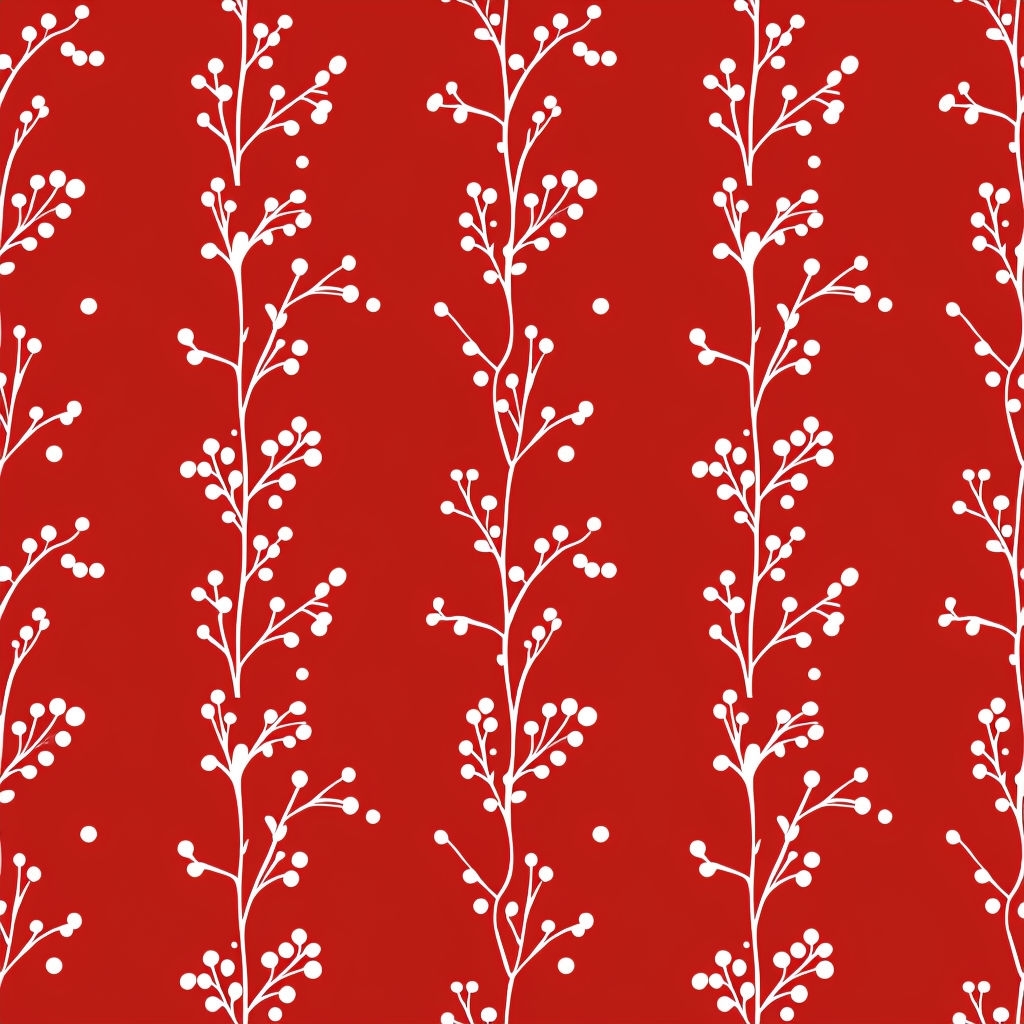 Elegant Minimalist Botanical Seamless Pattern on Red Background