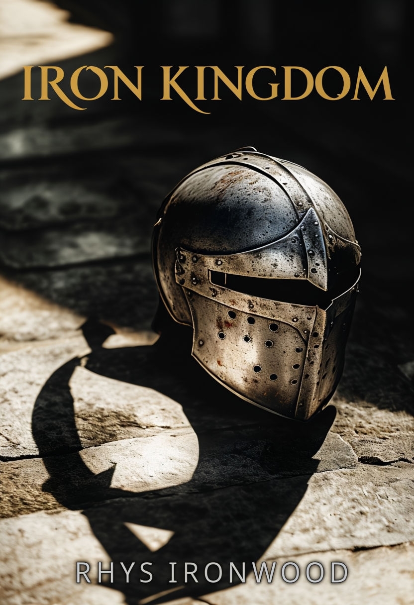 Medieval Knight Helmet Book Cover with Dramatic Shadow Effects EBook Cover