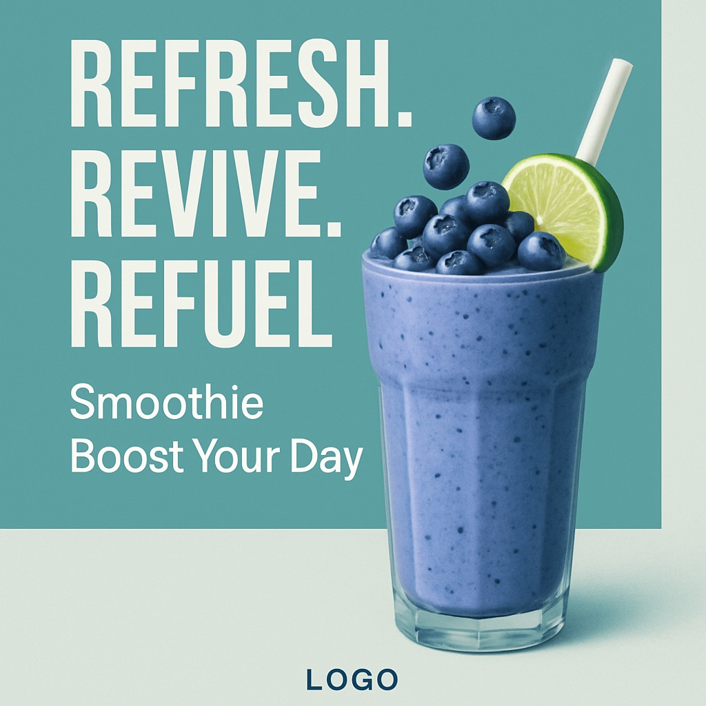 Vibrant Blue Smoothie Refreshment Advertisement Design Ads