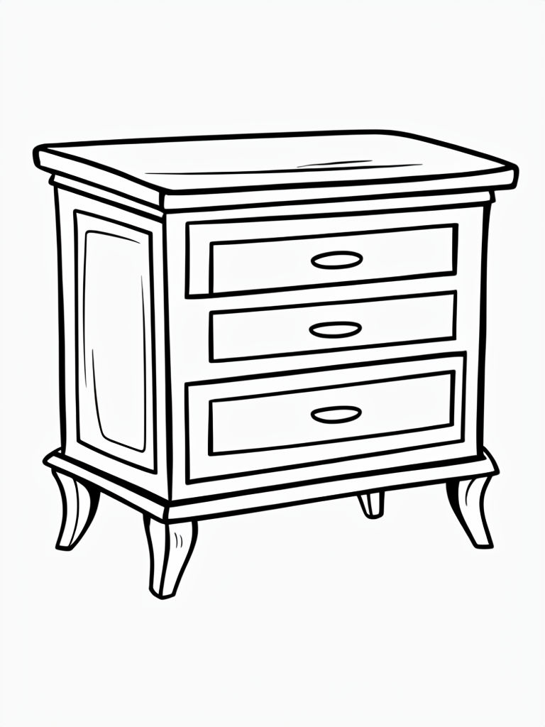 Charming Cartoon Cupboard Line Drawing Coloring Book Pages