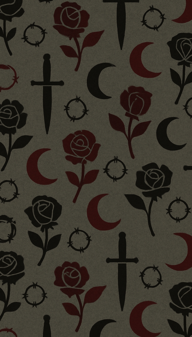 Gothic Dark Rose and Sword Pattern Phone Case Cover