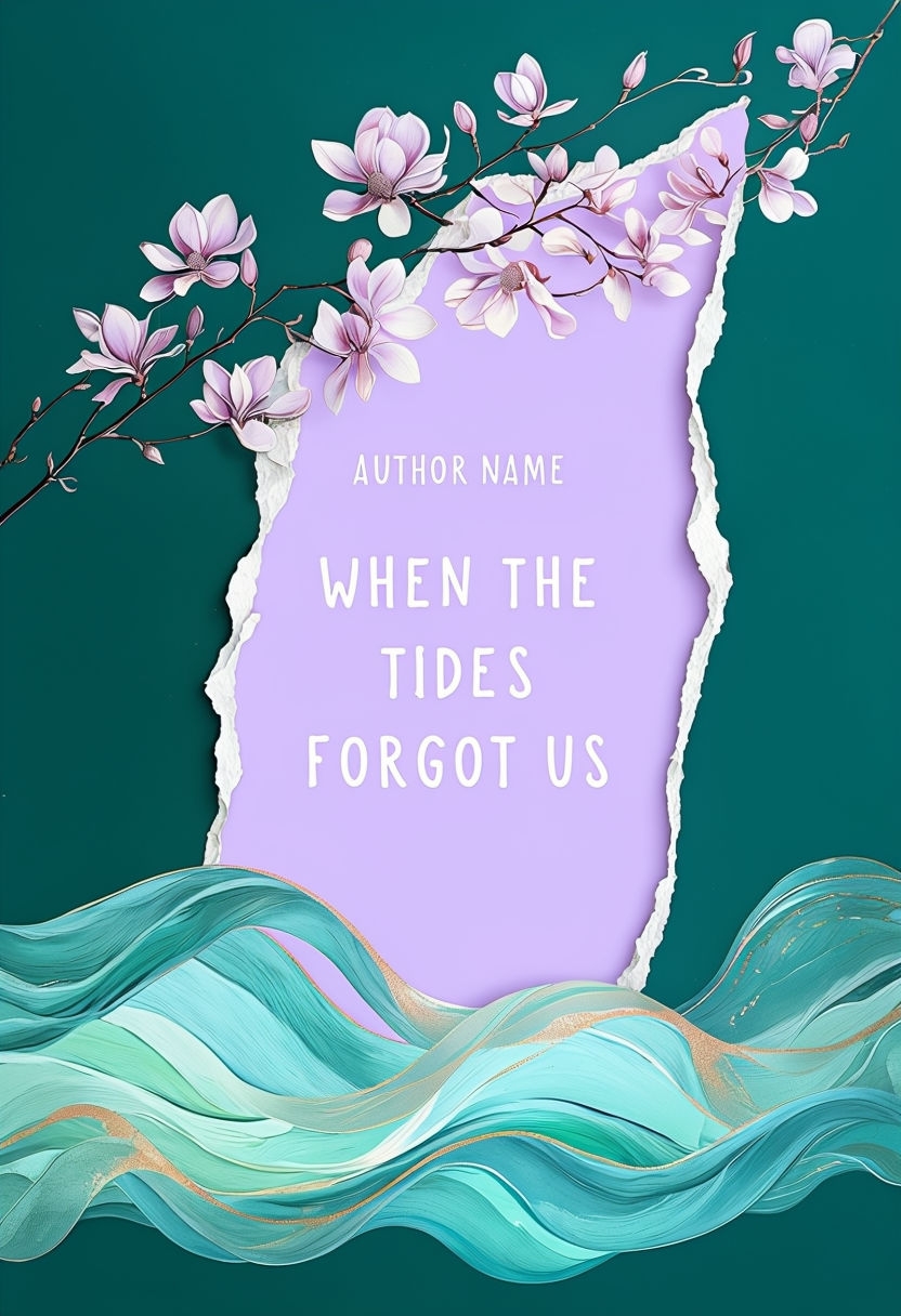 Serene Modern EBook Cover Design with Floral and Wave Elements