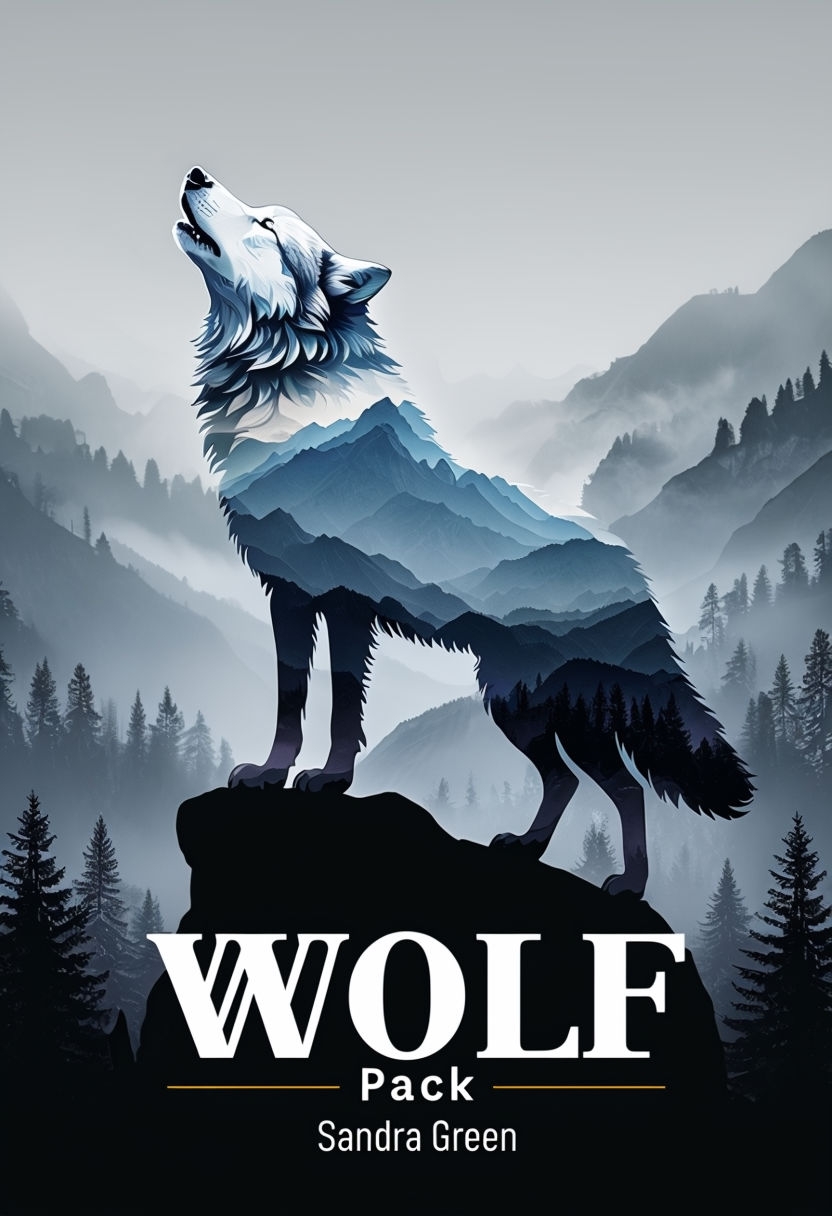 Surreal Wolf Howling Over Misty Mountains EBook Cover