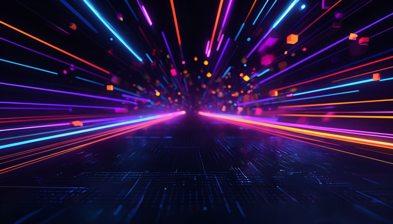 Futuristic Neon-Lit Dynamic Abstract Virtual Background