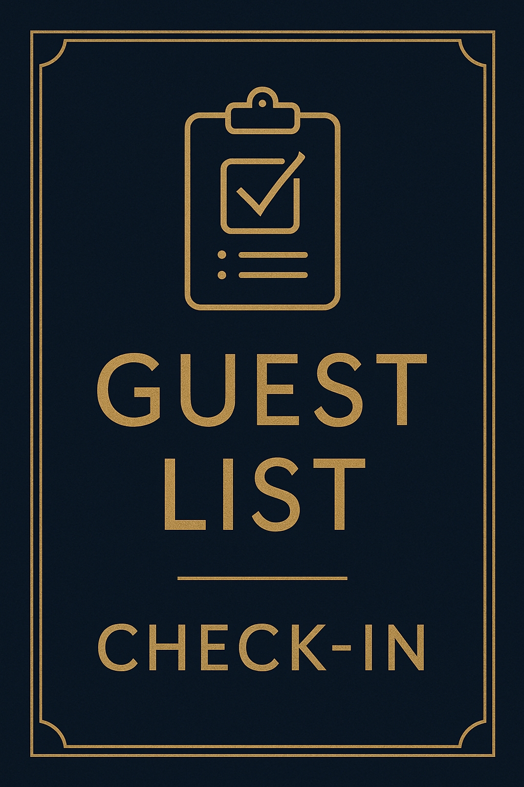 Elegant Gold Clipboard Guest List Design for Event Signage