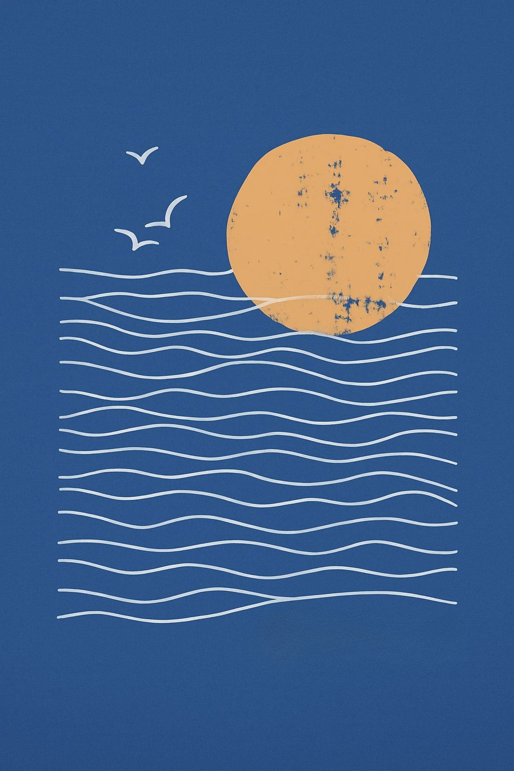 Minimalist Amber Sun and Waves Tranquil T-Shirt
