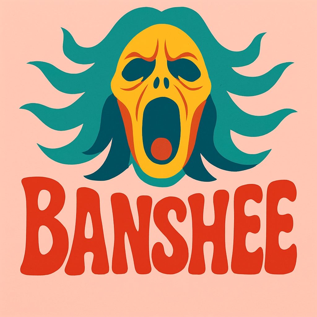 Modern Minimalist Banshee Screaming Face Illustration T-shirt