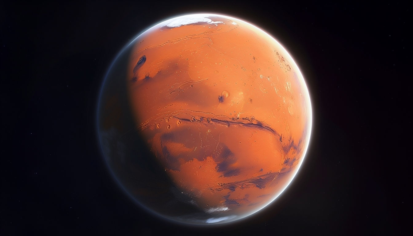 Realistic Mars Orbit View with Surface Features Virtual Backgrounds