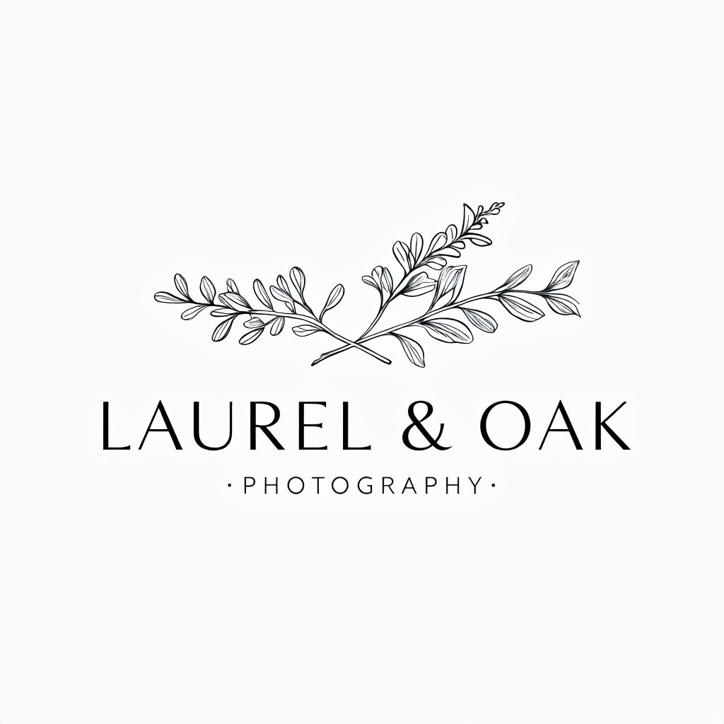 Elegant Minimalist Laurel & Oak Photography Logo Design