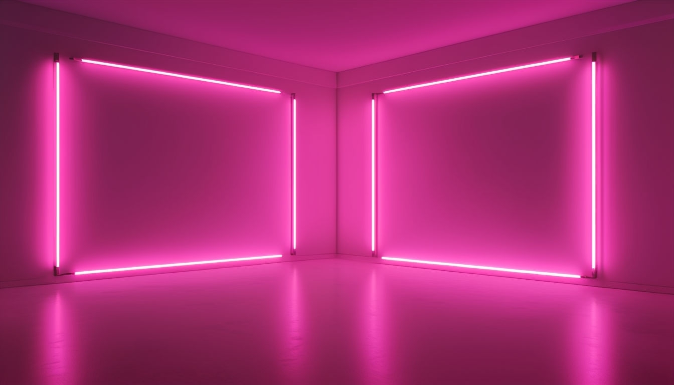Vibrant Pink Neon Minimalist Room Virtual Background