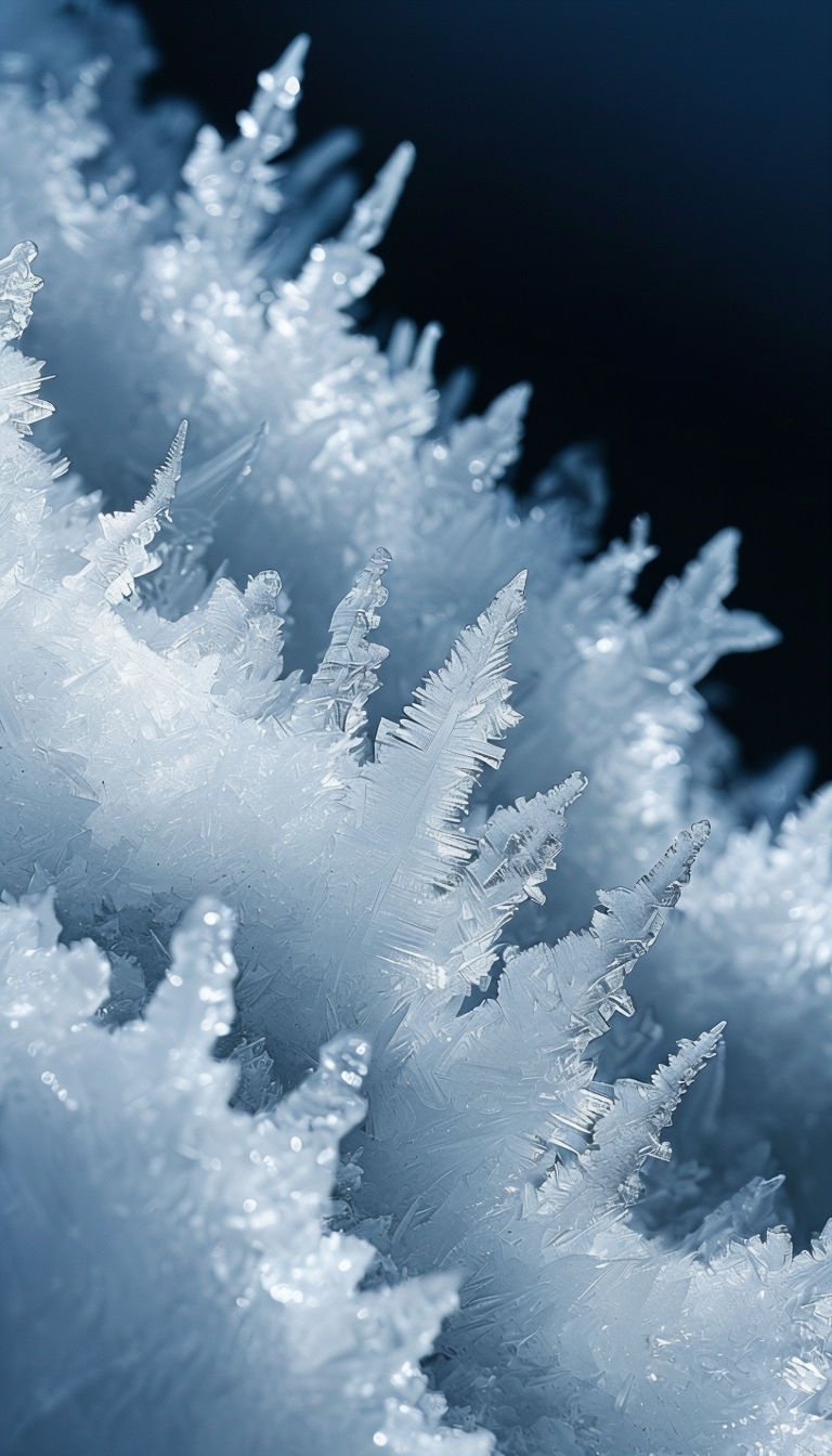 Intricate Ice Crystals Close-Up Photography Mobile Wallpaper