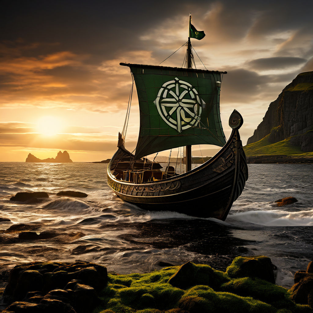 Celtic boat with a sail with a celtic symbol on it and the i... by ...