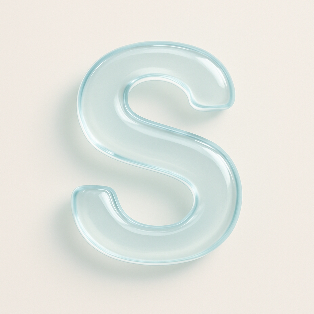 Glossy Light Blue-Green Letter S Monogram Design